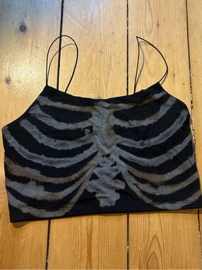 wild fable Black and Gray Skeleton Print Crop Cami